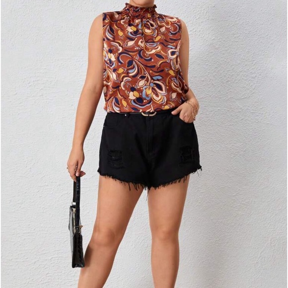 Plus Size Smocked Halter Neck Sleeveless Top Blouse Shirt - Picture 7 of 9